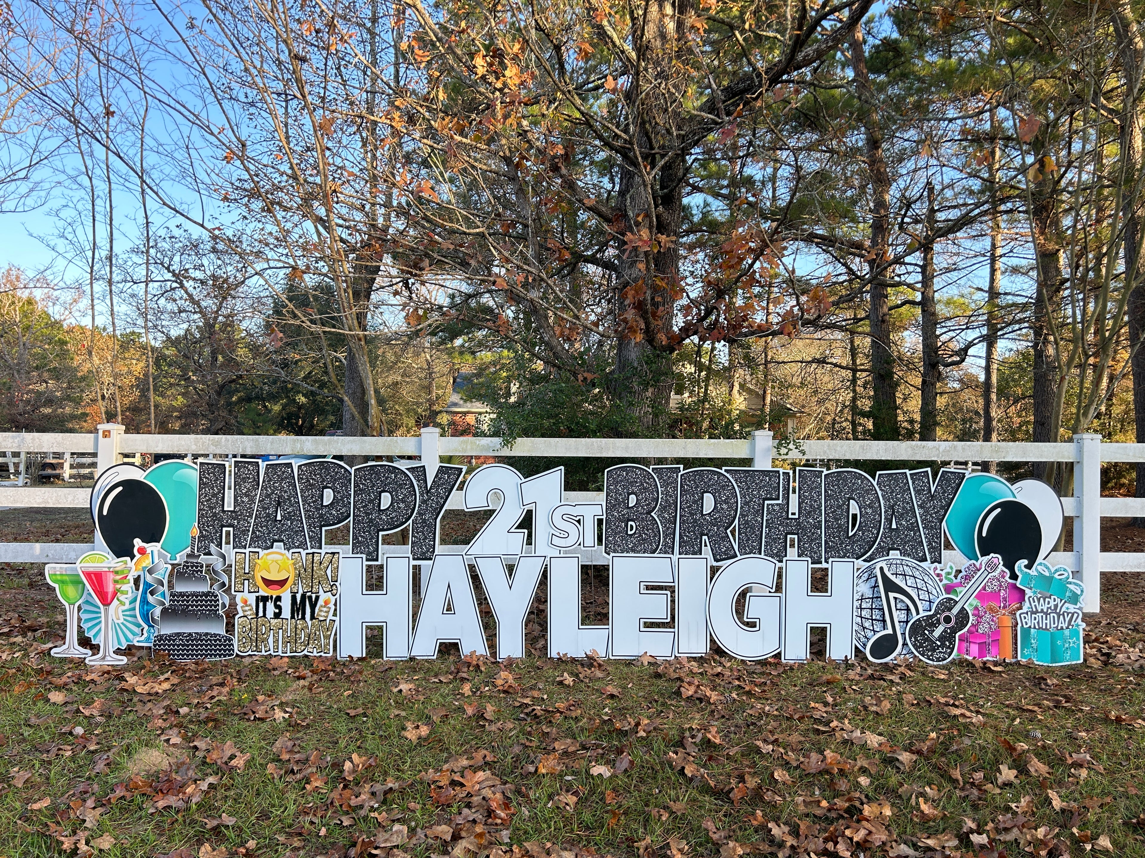 Milestone birthday yard sign with custom phrase for 21st birthday