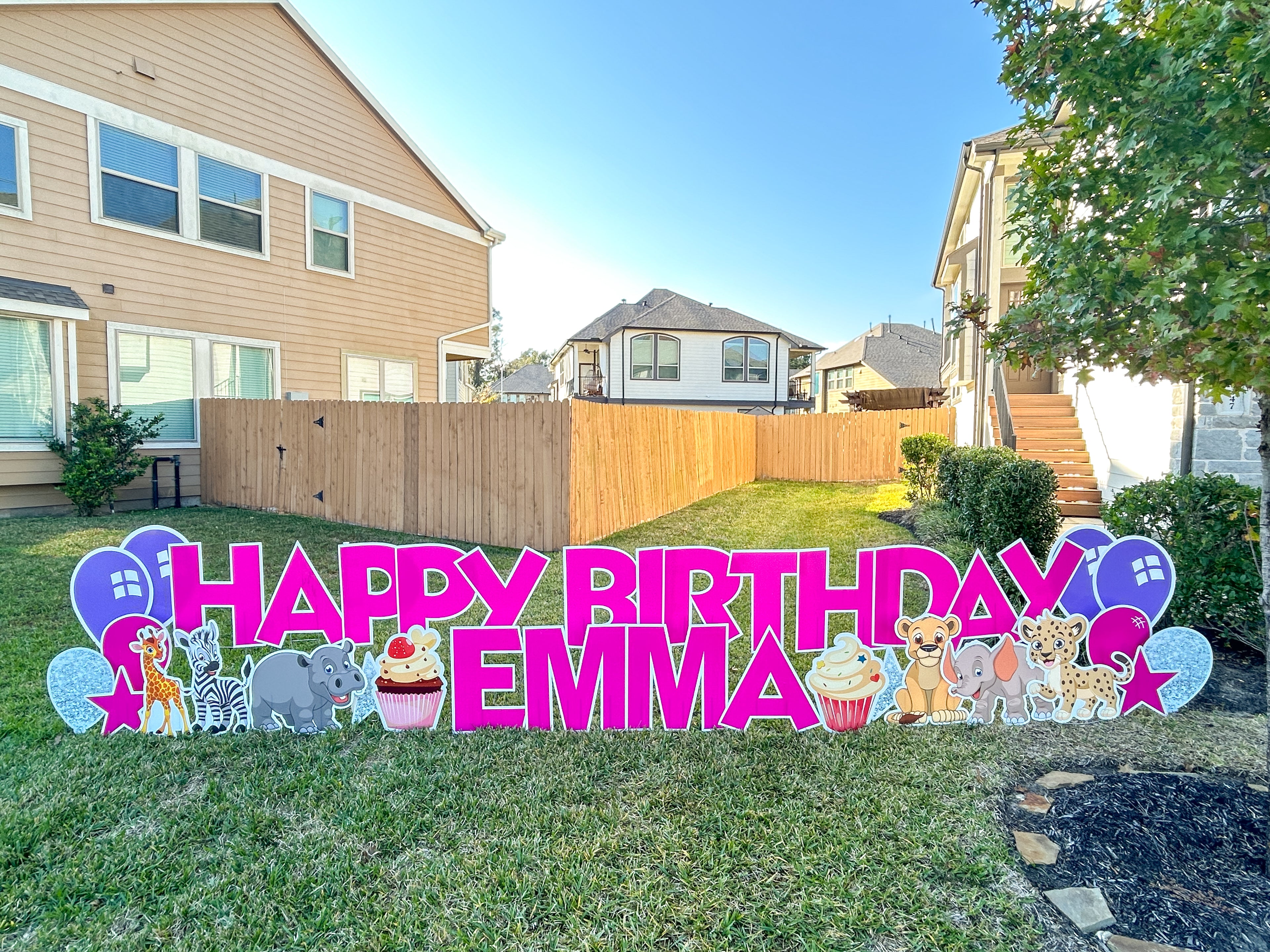 safari animal yard card rental for kid's birthday in Montgomery, TX