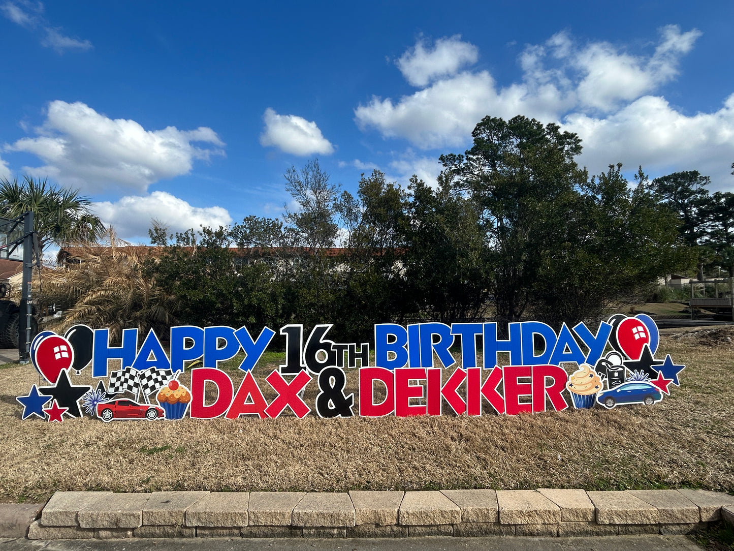 Colorful birthday yard sign rental for two people