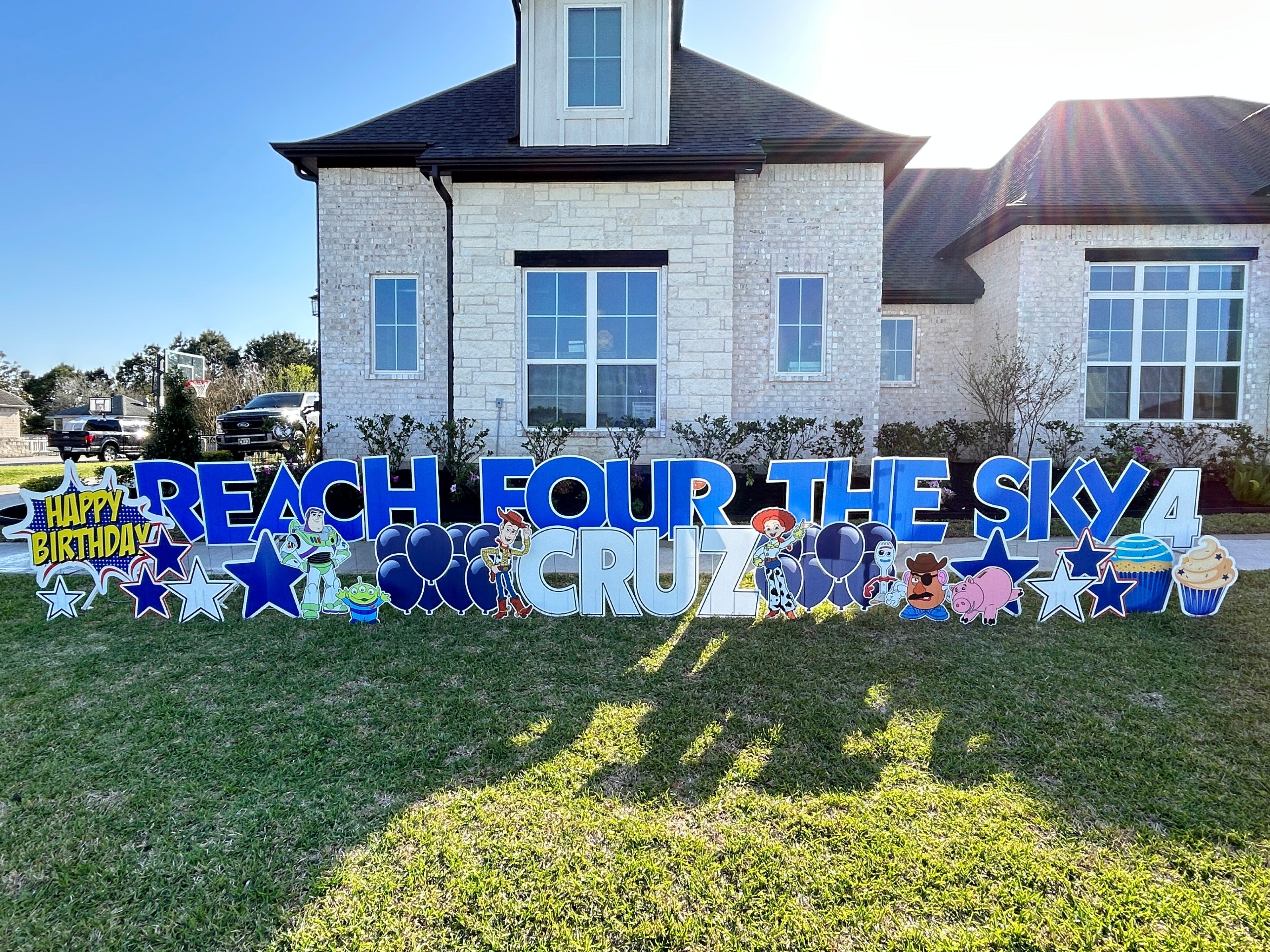Child’s birthday yard sign with fun themed graphics