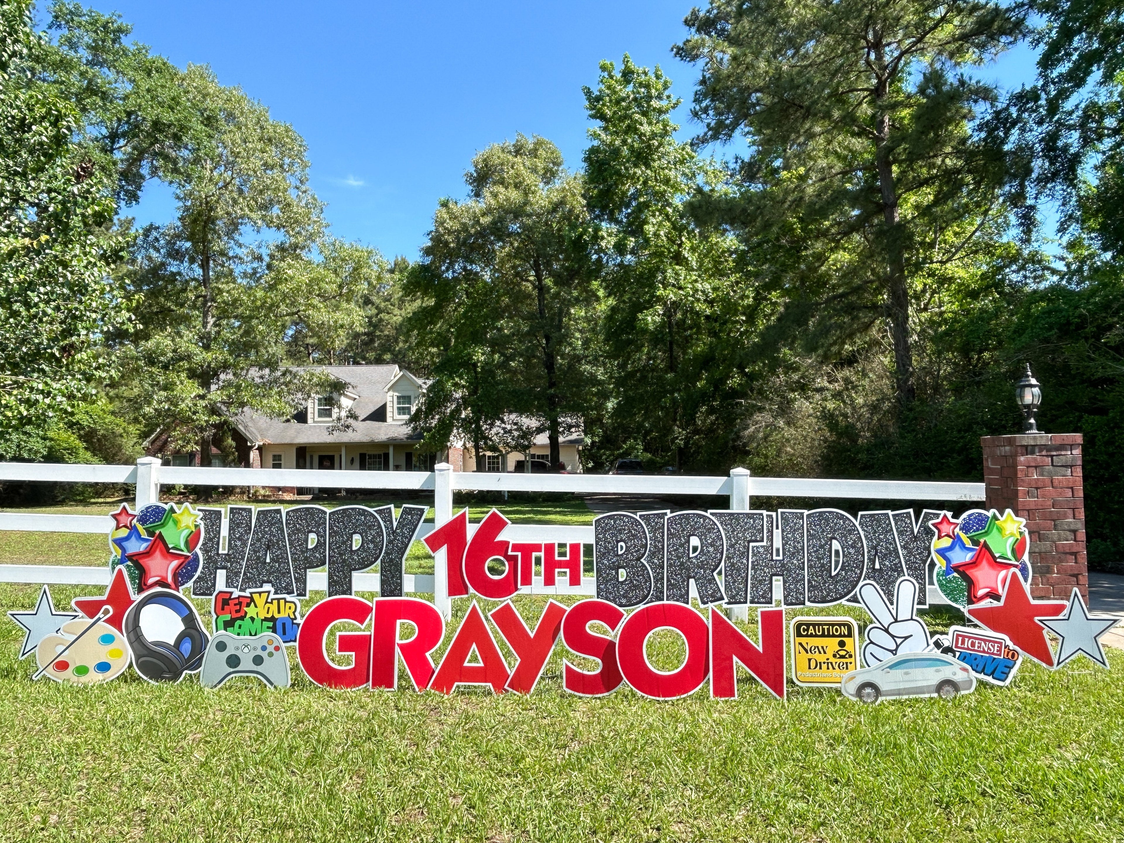 Birthday yard card for teen boy celebration in Montgomery, TX