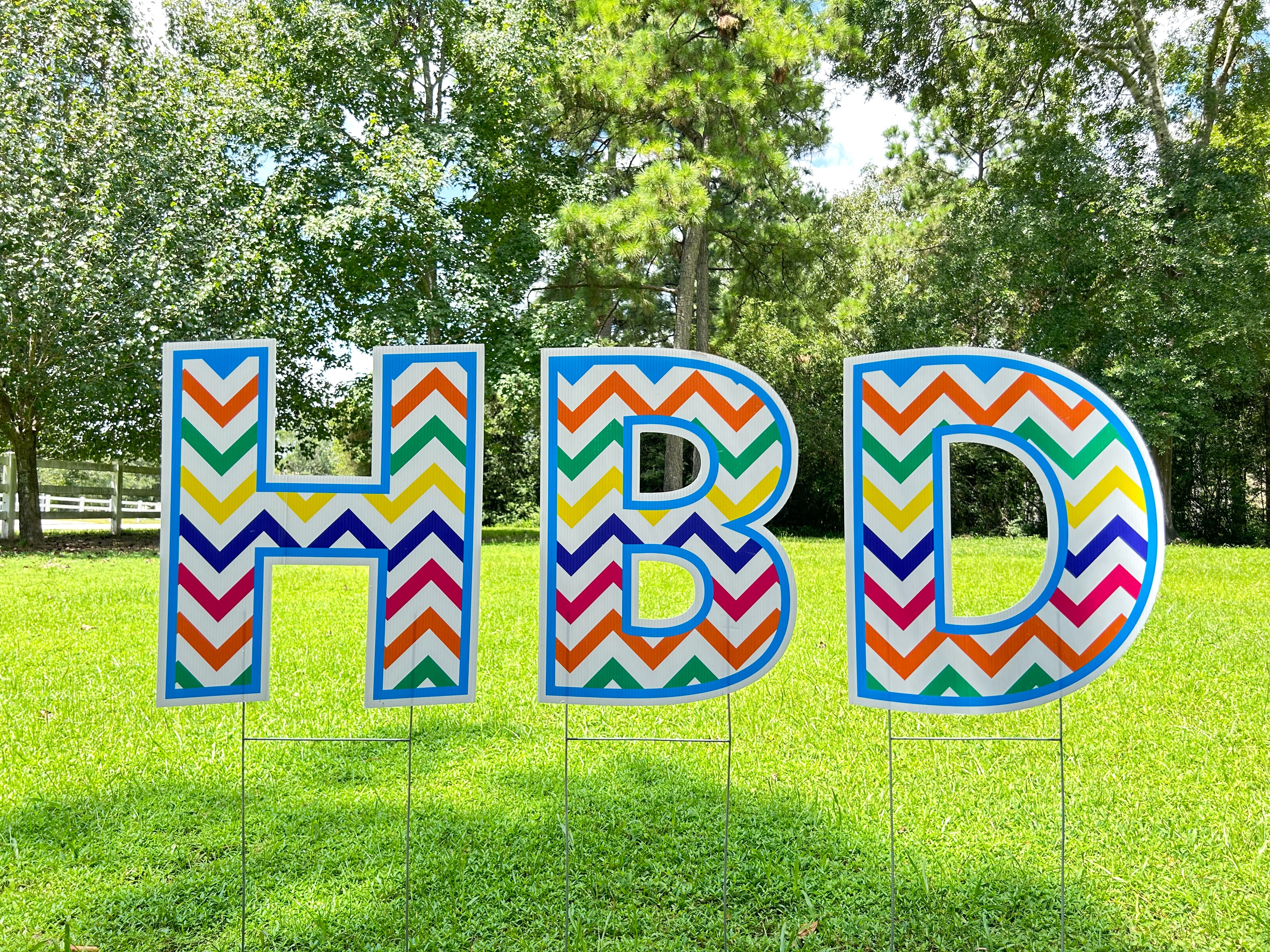 A visual showcase of Texas Party in the Yard's diverse font color options for yard cards, featuring bold and bright colors, perfect for customizing any message in The Woodlands, TX.